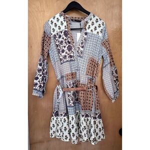 Zara Long Sleeve Dress Patchwork Cottagecore Size Medium NWT